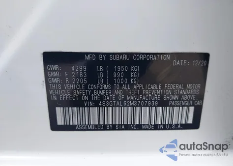 2021 Subaru Impreza Sport 5-Door из США, поврежденный, VIN 4S3GTAL62M3707939